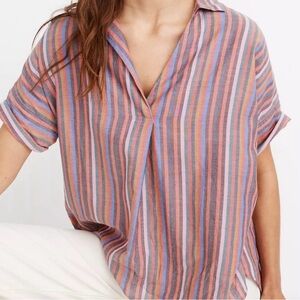 Madewell Multicolor Striped Button-Down Short Sleeve Shirt XS